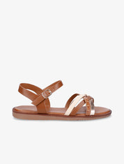 Nu-pieds à bride croco - Camel - 5