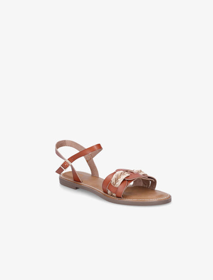 Nu pieds bi-matière uni - Camel - 2