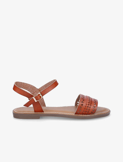 Nu-pieds en simili ajouré - Camel - 5