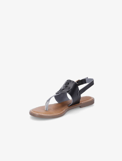 Nu pieds en simili à empiècement rond - Noir - 3