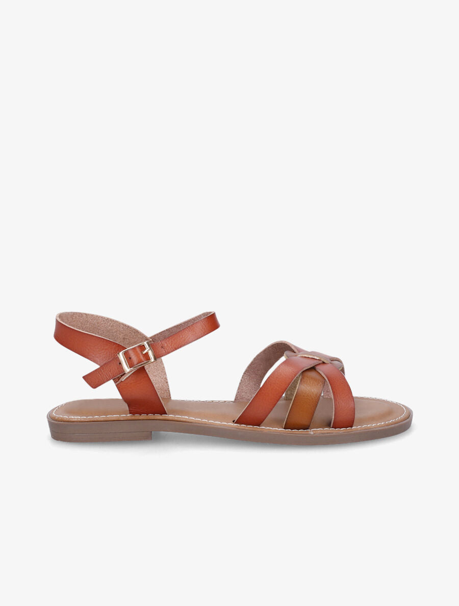 Nu-pieds basiques en simili - Camel - 1