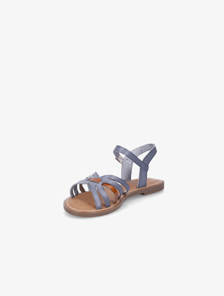 Nu-pieds en simili bicolore - Bleu - 3