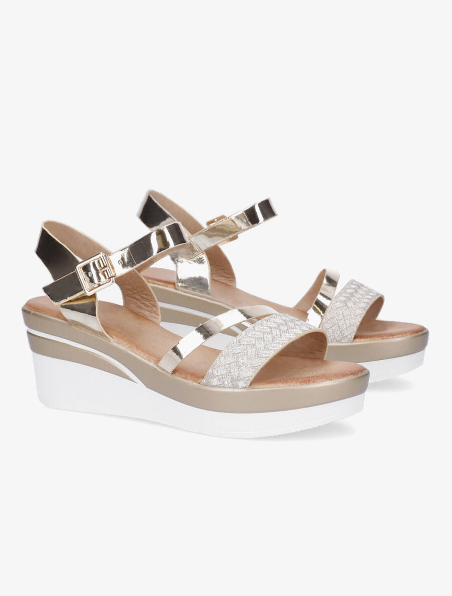 Sandales compensées à brides irisées - Or - 4
