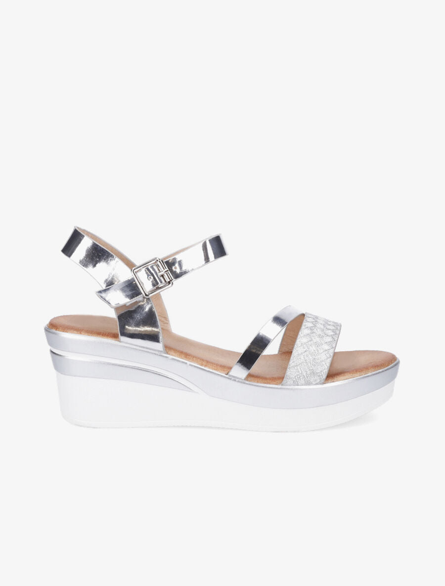 Sandales compensées à brides irisées - Argent - 5