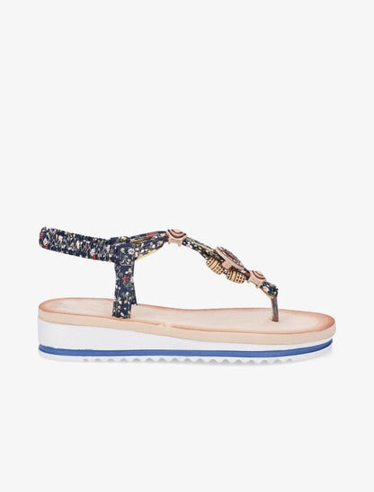 Nu-pieds imprimé à perles - Bleu - 1