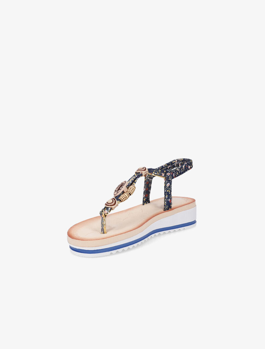 Nu-pieds imprimé à perles - Bleu - 3