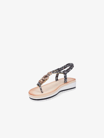 Nu-pieds imprimé à perles - Noir - 3