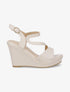 Sandales compensées en simili à bride stylisée - Beige - 5