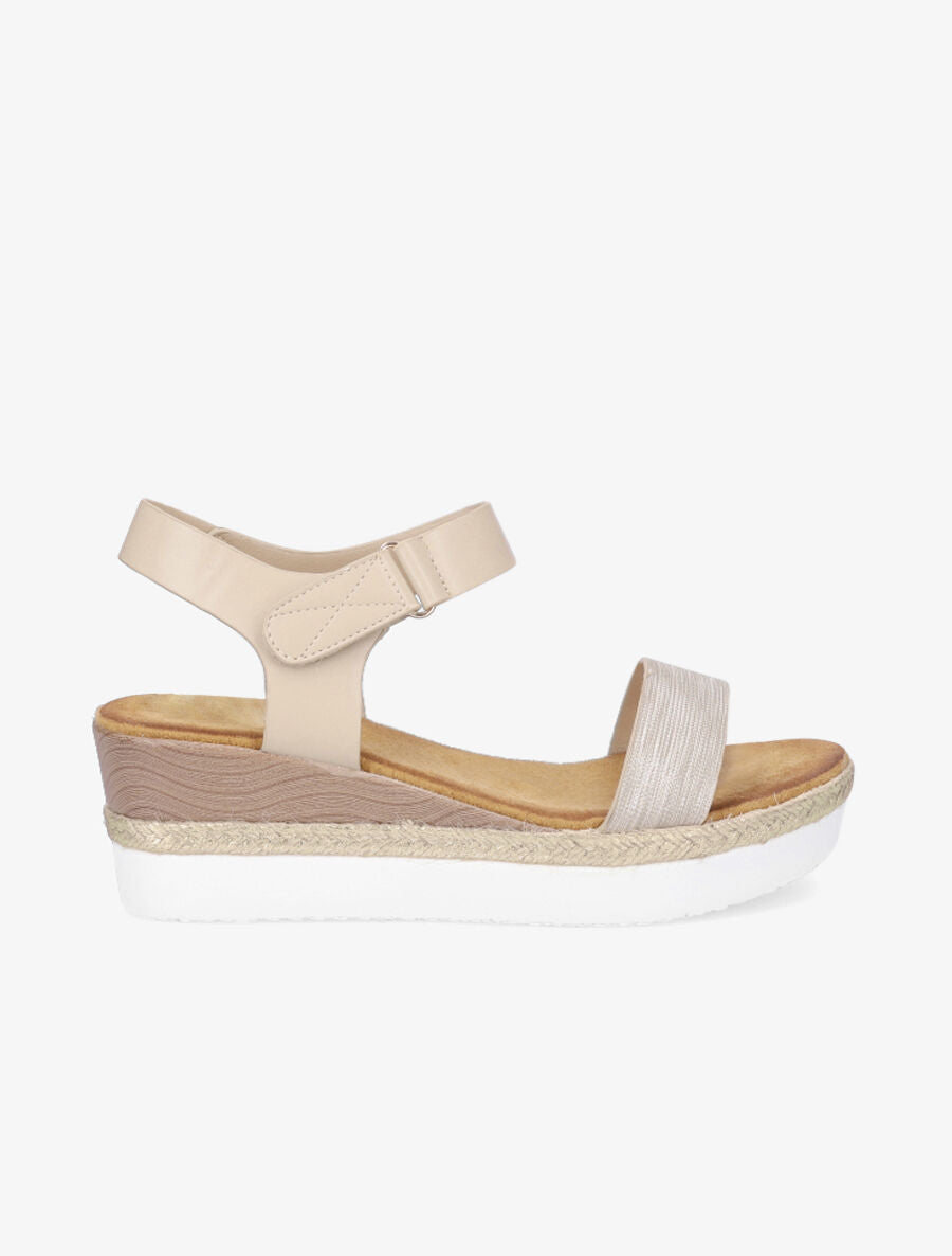 Sandales compensées irisées - Beige - 1
