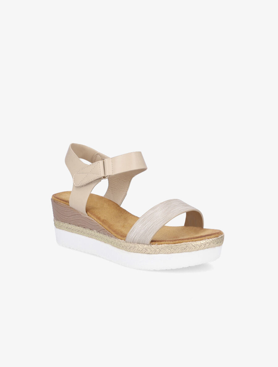Sandales compensées irisées - Beige - 2