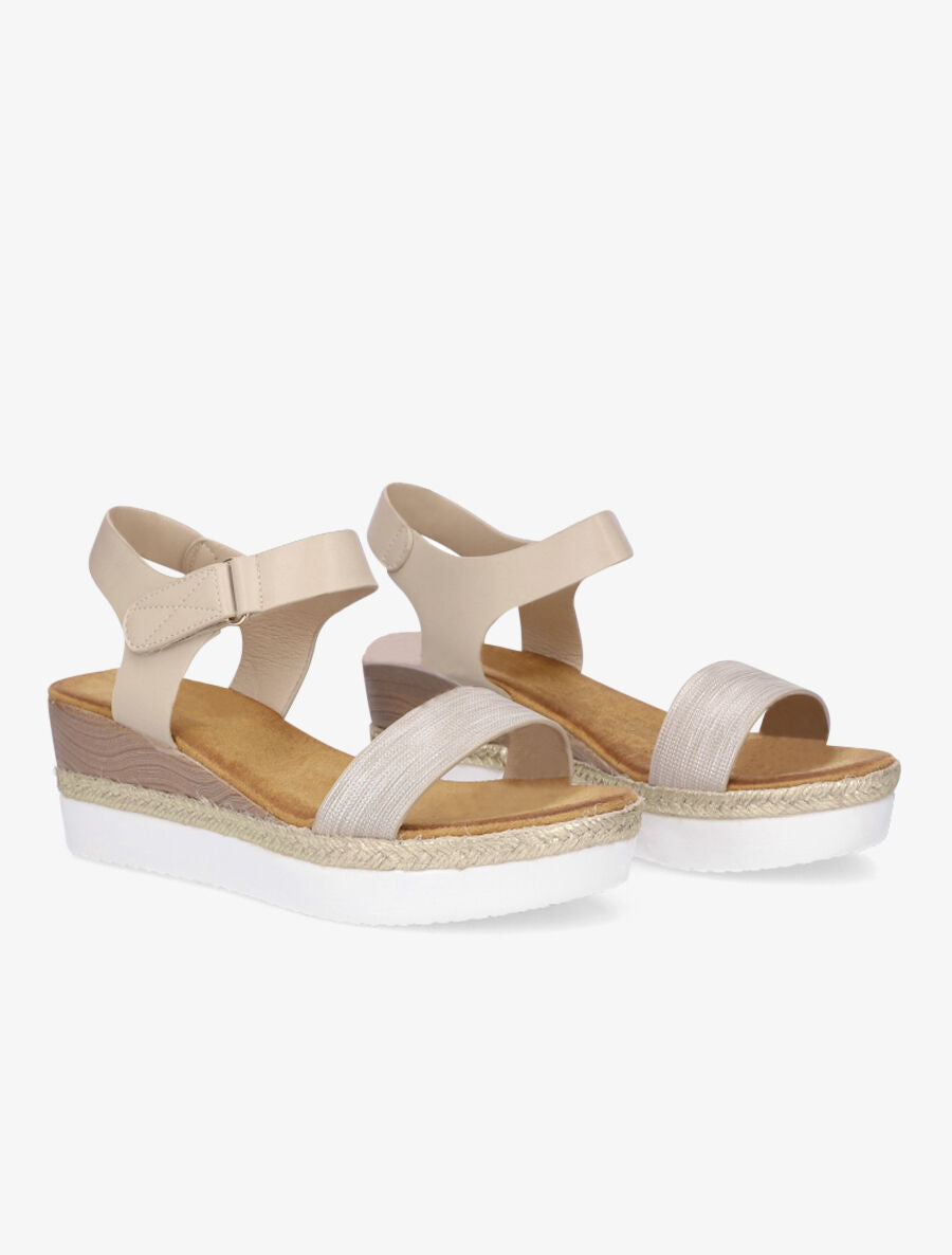 Sandales compensées irisées - Beige - 4