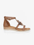 Sandales compensées mi-hautes à strass - Camel - 1