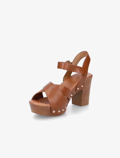 Sandales hautes style sabot - Camel - 3