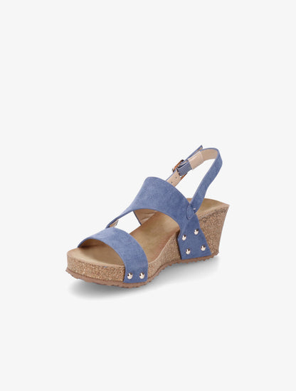 Sandales compensées en suédine - Bleu - 3