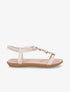 Nu-pieds à empiècement bijoux et strass - Beige - 5