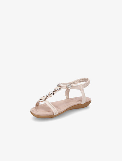 Nu-pieds à empiècement bijoux et strass - Beige - 3