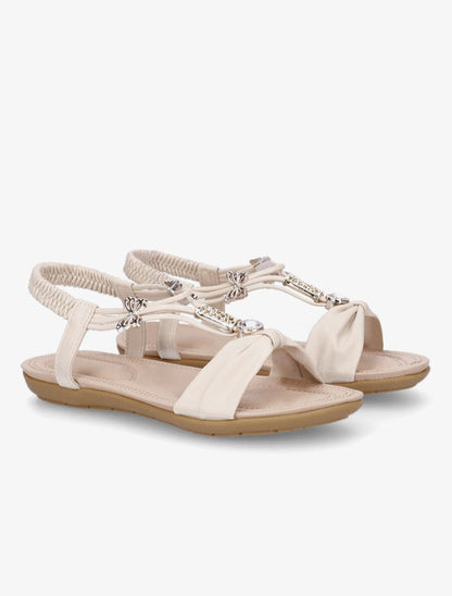 Nu-pieds à empiècement bijoux papillons - Beige - 4