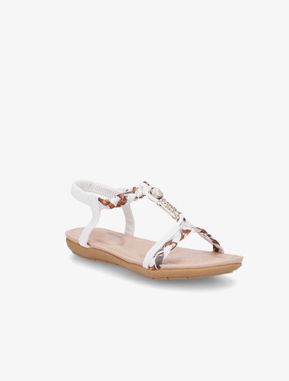 Nu-pieds imprimé à perles - Blanc - 2