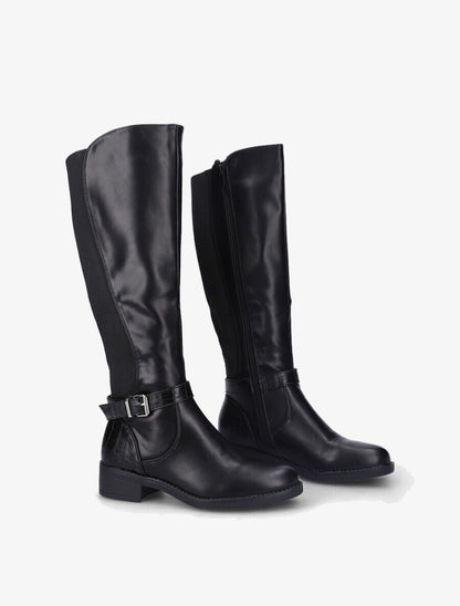Bottes unies à détails effet croco - Noir - 4