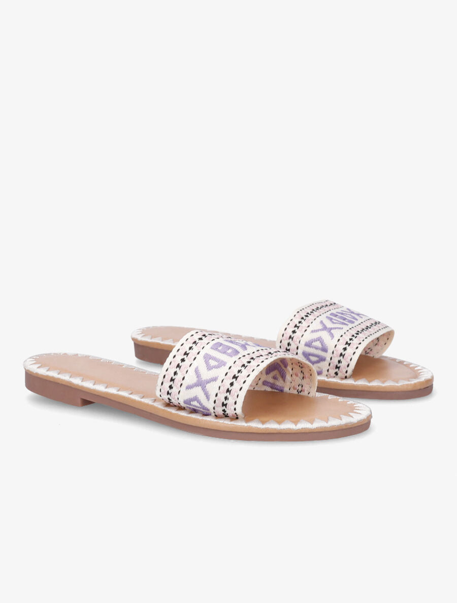 Claquettes jacquard ethnique - Beige - 4