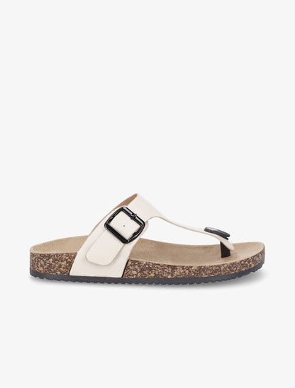 Claquettes en simili à semelle effet liège - Beige - 5
