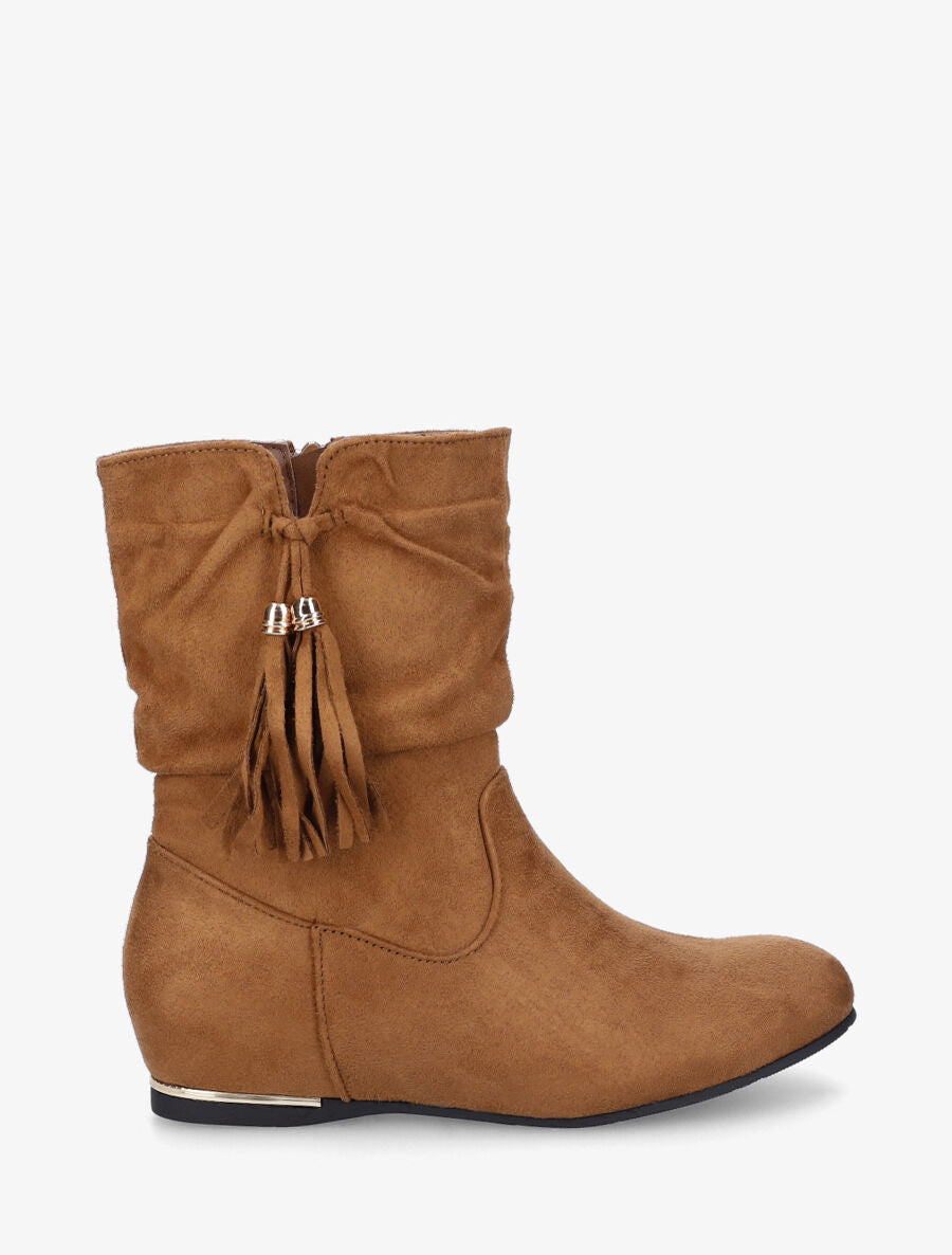 Bottines plates à empiècement métallique - Camel - 5