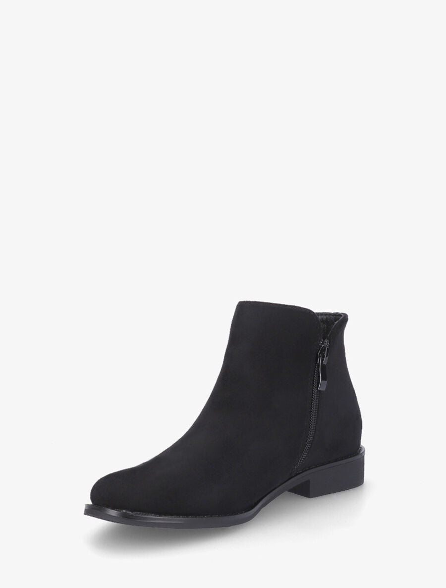 Bottines plates en suédine à double zips - Noir - 3