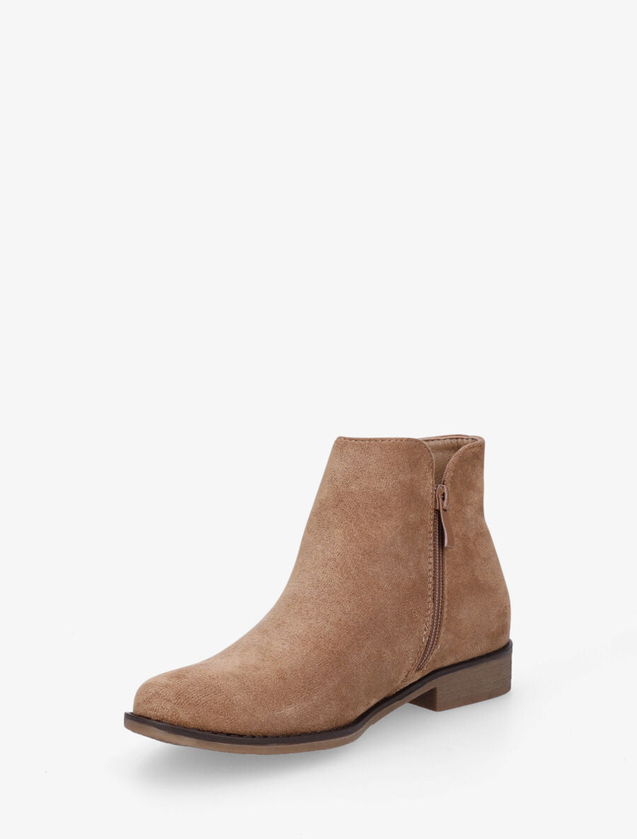 Bottines plates en suédine à double zips - Taupe - 3