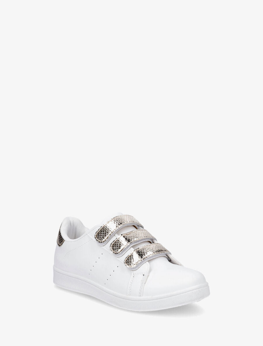 Sneakers en simili à scratch et contrefort effet python - Or - 2