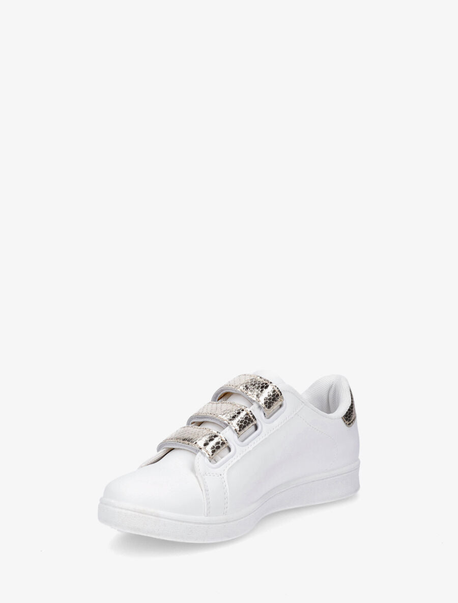 Sneakers en simili à scratch et contrefort effet python - Or - 3