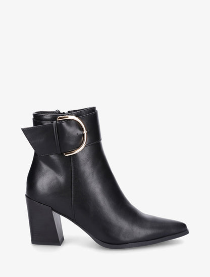 Bottines en simili à talon bottier - Noir - 1