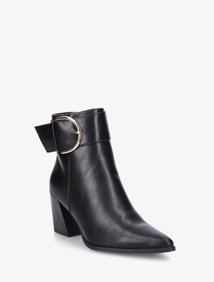 Bottines en simili à talon bottier - Noir - 2