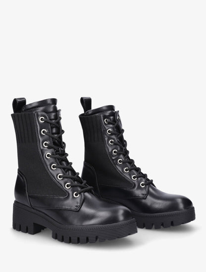 Bottines bi-matière à lacets - Noir - 4