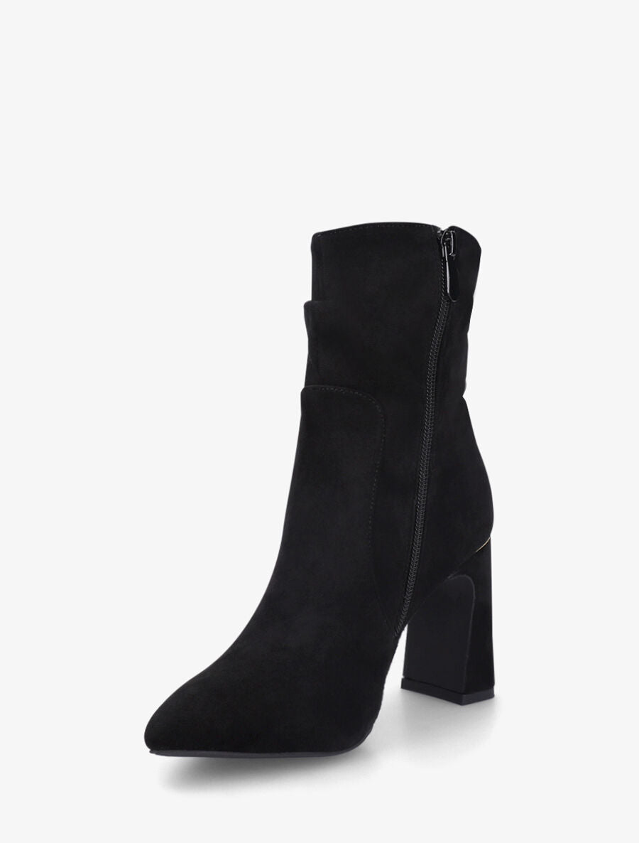 Bottines froncés en suédine - Noir - 3