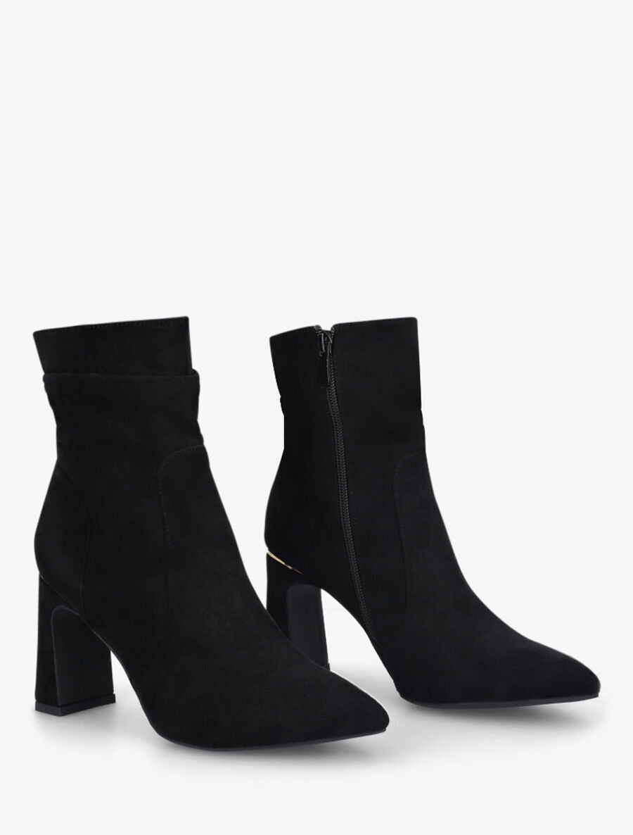 Bottines froncés en suédine - Noir - 4