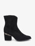 Bottines en suédine à talon stylisé - Noir - 5