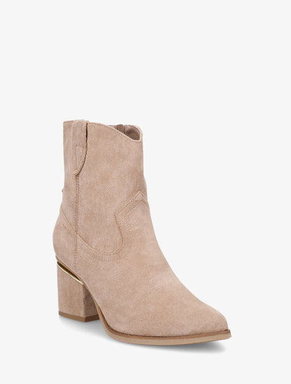 Bottines en suédine à talon stylisé - Taupe - 2