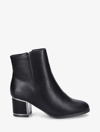 Bottines en simili à talon stylisé - Noir - 1