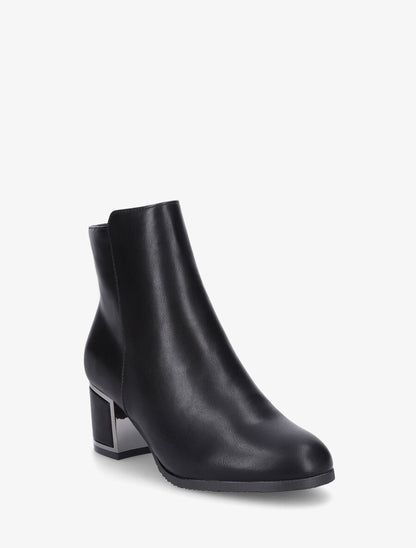 Bottines en simili à talon stylisé - Noir - 2