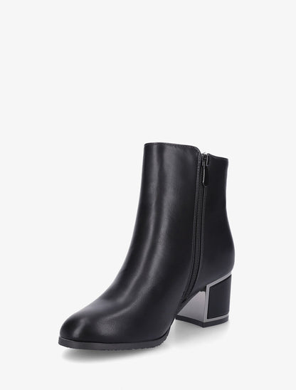 Bottines en simili à talon stylisé - Noir - 3