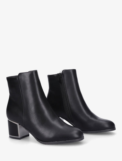 Bottines en simili à talon stylisé - Noir - 4