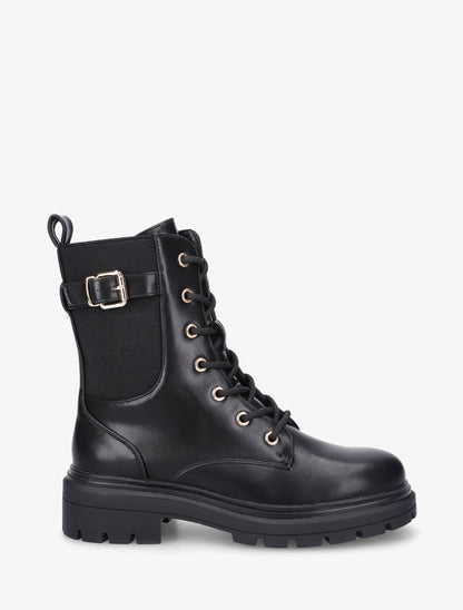 Bottines en simili à lacets - Noir - 5