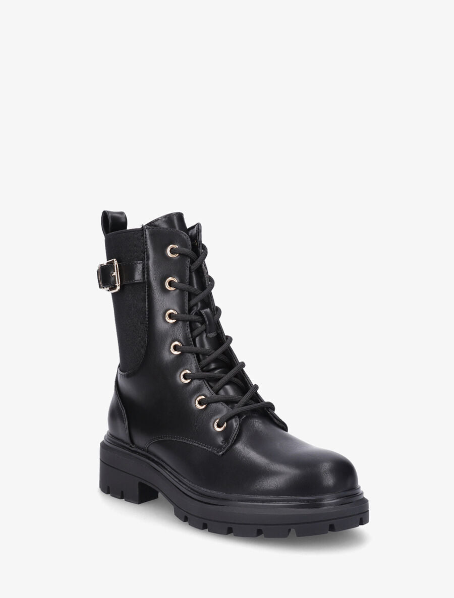 Bottines en simili à lacets - Noir - 2