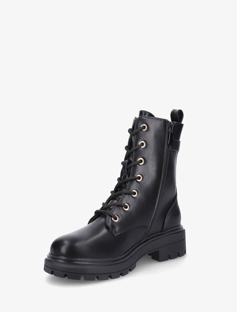 Bottines en simili à lacets - Noir - 3