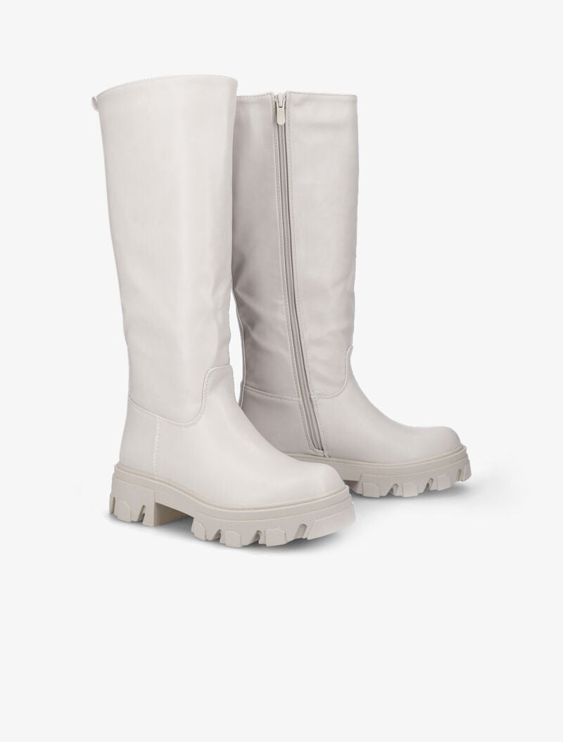 Bottes unies à semelles stylisées - Gris clair - 1