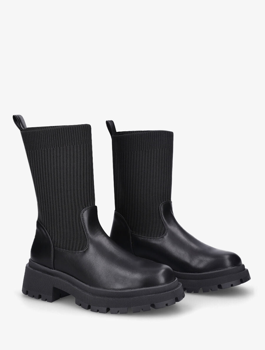 Bottines style chaussettes - Noir - 4