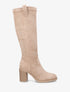 Bottes en suédine à talon - Taupe - 1