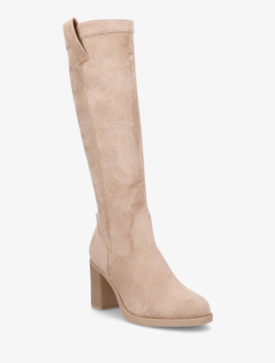 Bottes en suédine à talon - Taupe - 2