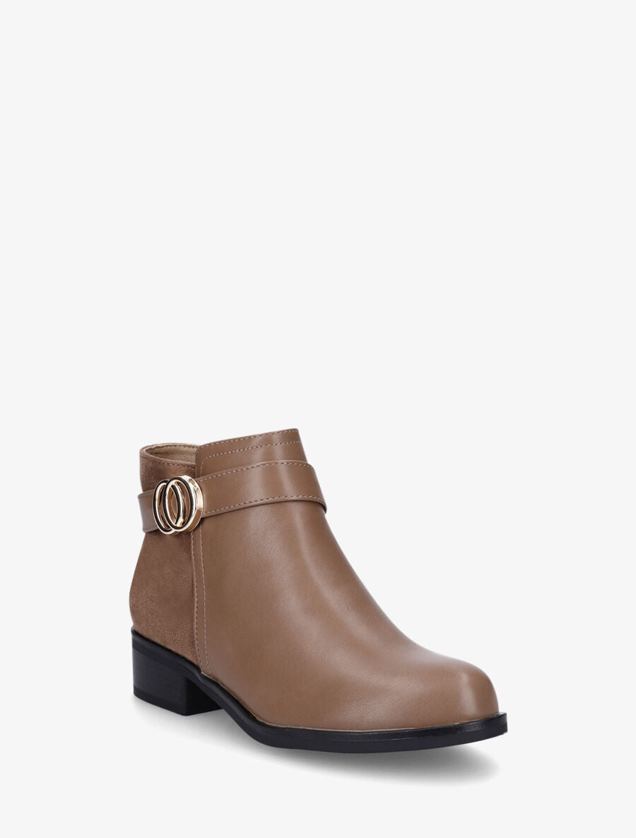 Bottines bi-matière et sanglées - Taupe - 2