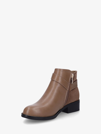Bottines bi-matière et sanglées - Taupe - 3